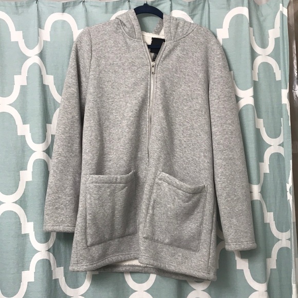 Grey Fleece Lined Zip Up Hoodie - Picture 4 of 8